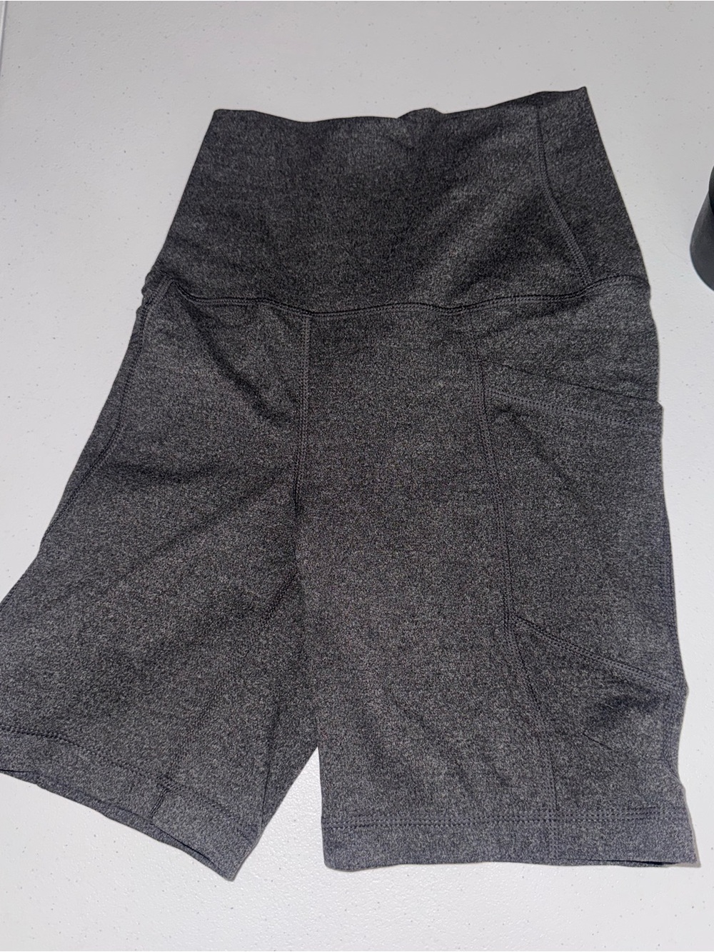 High-Rise Women’s Bike Shorts in Charcoal Gray with Side Pockets